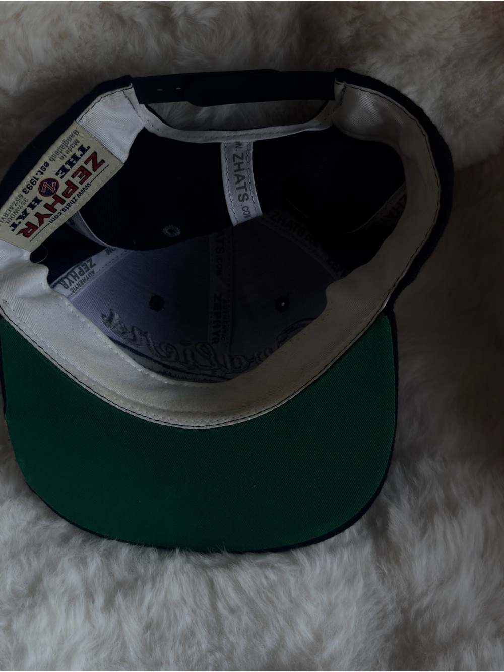 Zephyr Black Crown Green Visor Snapback Hat
